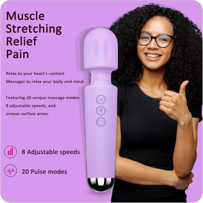Vibrator Wand, Female Adult Sex Toys, Clit Stimulator,Vibrators for Her,Sex Wand Vibrators Massager,Vibrator Sex Toy Wand,Dildo,8 Speeds & 20 Patterns,Sex Wand Vibrators, Gifts for Women - Violet - Image 2