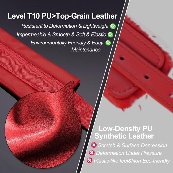 BDSM Bondage Restraints Sex Toys - Adjustable Soft Leather Handcuffs Ankle Cuffs Adult Toy, Furniture Restraint Kit for Men Women Couples SM Game Play | Red - Image 4