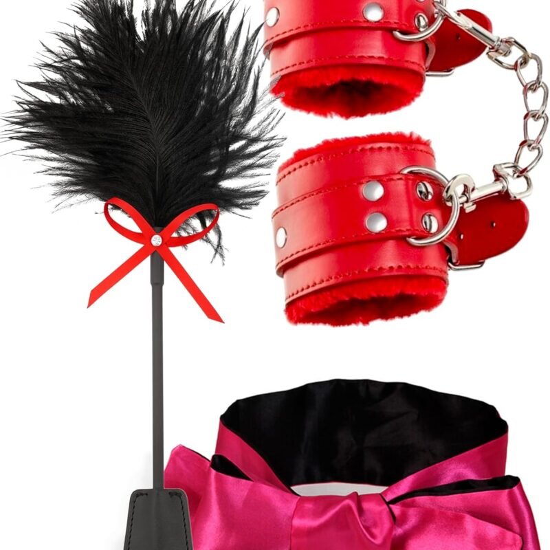 Spanking Feather Tickler Sex Whip BDSM Fluffy Handcuffs Role Play Bondage Blindfold Mask Restraint Sex Kit