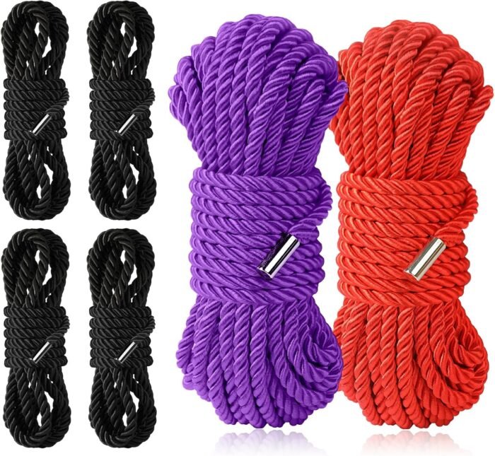 BDSM Shibari Sex Bondage Restraint Rope - Soft Tie-Ups for Women, Long Restraining Multipurpose Sex Restraints, Adult Sex Toys for Women, Men & Couples (4x6.5ft +2x16ft)