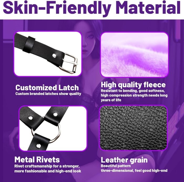 15 PCS Sex Bondage BDSM Kits Restraints, Fetish Handcuffs Ankle Cuff Collar Blindfold Whip Rope Nipple Clamps Paddle Anal Toys Ball Gag Adult Games Foreplay Sexy Toys for Couples - Image 4