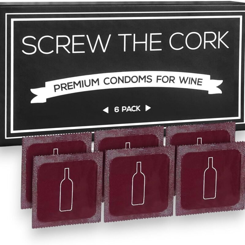 Condom Style Wine Bottle Stoppers (6 Pack) • Air-Tight Rubber Seal for Fresh Wine • Funny Wine Gifts & Novelty Gag Gift • Great For Bachelorette Parties, Birthdays & Christmas