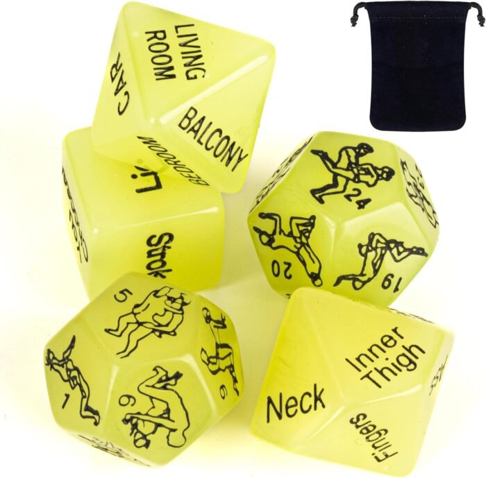 Andaz Press 5 Sex Dice, Glow in The Dark Sex Game, Valentine's Day Gift of Sex Toys for Couples, Adult Sex Games for Couples, Funny Couple Gifts, Sex Position Dice, Couples Sex Games, Dados Sexuales