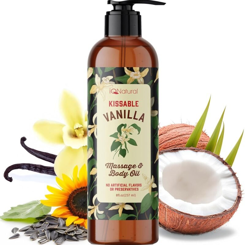 Edible Massage Oils for Date Night, Massage Oils for Massage Therapy, Edible Body Oil for Intimacy, Sensual Massage Oil, Warming Massage Oils for Date Night Heat Edible, Couples Massage Oil–8oz(237ml)