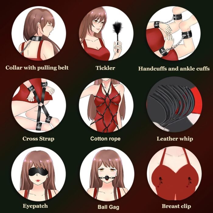 BDSM kit, Sex Bondage Gear & Accessories, 10PCS Sets Couples Sex Toys, bondaged kit Adult, Sex Restraints, Restraints Kit Sex Toys for Couples, Adjustable Bondage Set.