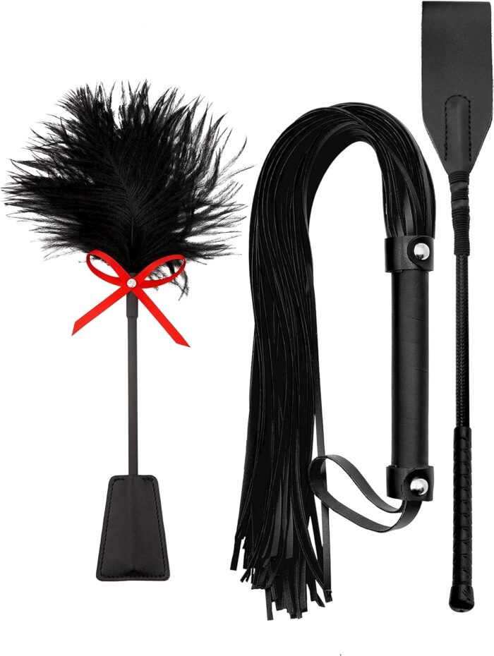 Sex Flogger Spanking Crop Sex Feather Tickler BDSM Sex Kit Sex Whip for Spanking Bondage Paddles