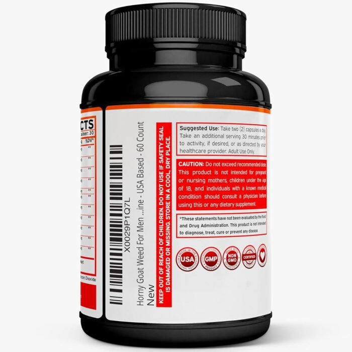 Horny Goat Weed For Men and Women - [Maximum Strength 1590mg] - Maca, Ginseng, L-Arginine, Tribulus - Premium Hornygoatweed - Icariin Epimedium - 3rd Party Tested - USA Made - 60 Count - Image 3