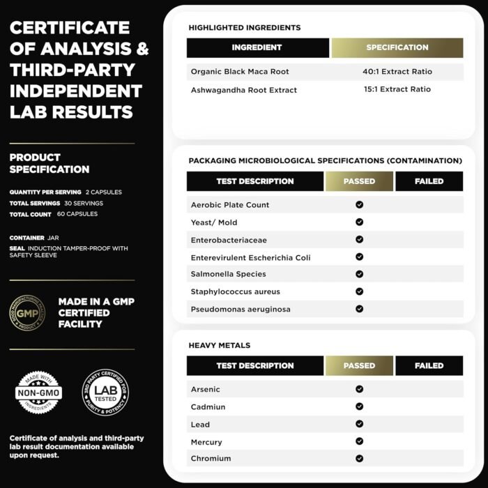 ELMNT 40,000mg 40x Strength Organic Black Maca Root + Ashwagandha - #1 Highest Potency Black Maca Root Capsules for Men Supplement 100% Pure Maca Peruana 40:1 Extract Maca Powder Pills Male Booster - Image 7