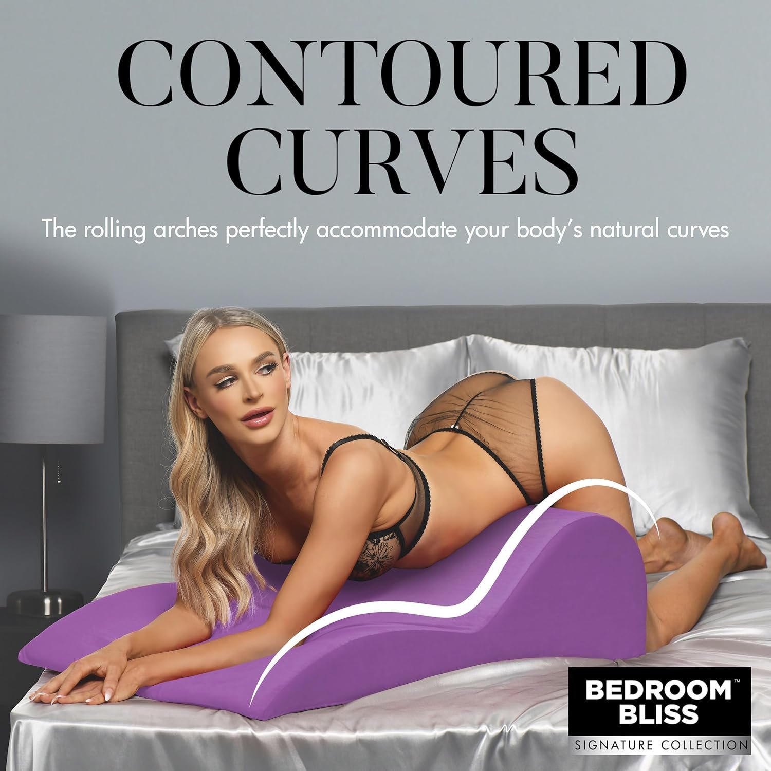 BEDROOM BLISS Contoured Love Cushion for Men, Women & Couples. Ergonomically Design with Curves for Sexual Positioning & Deep Penetration. High-Density Foam. Easy to Clean Covers. 1 Piece, Purple - Image 2