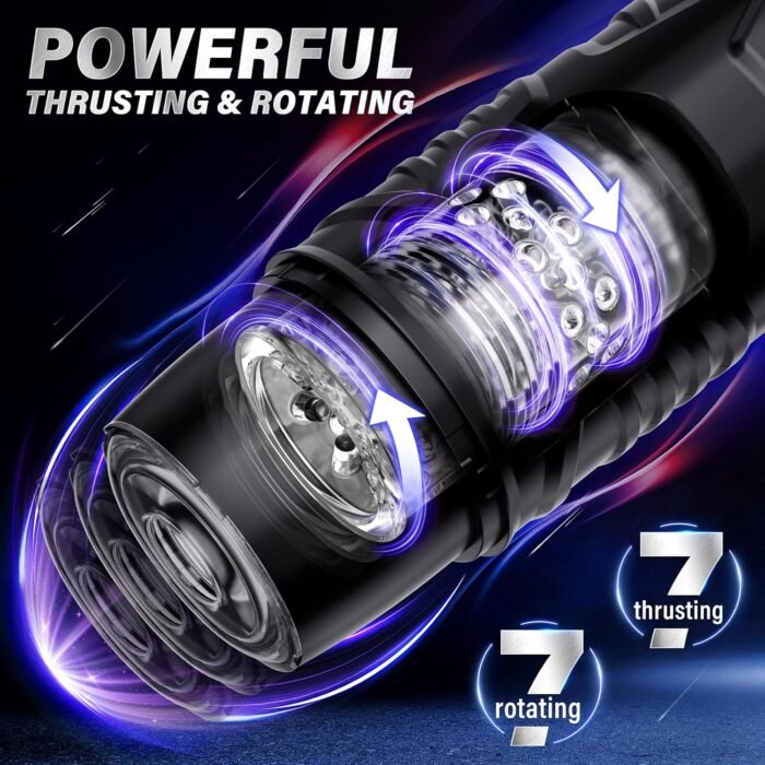 Automatic Male Masturbator Sex Toys for Men - Adult Toy Male Sex Toys with 7 Thrusting & 7 Rotating Modes,Hands Free Pocket Pussy Sex Machine with Visual Window & Suction Base Electric Penis Pump - Image 2