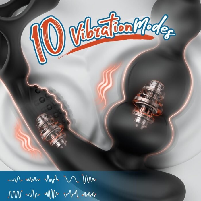 Sex Toys for Men, Anal Vibrator Prostate Massager with Cock Ring, Male Sex Toys with 3 Rotating & 10 Vibrating Modes, Anal Sex Toys Anal Beads for Adult Couples with Remote - Image 2