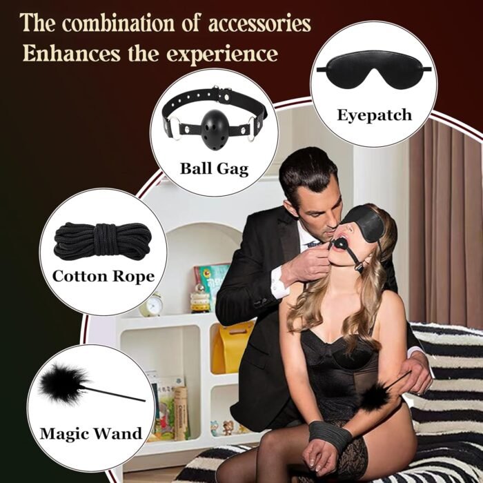 BDSM kit, Sex Bondage Gear & Accessories, 10PCS Sets Couples Sex Toys, bondaged kit Adult, Sex Restraints, Restraints Kit Sex Toys for Couples, Adjustable Bondage Set. - Image 2