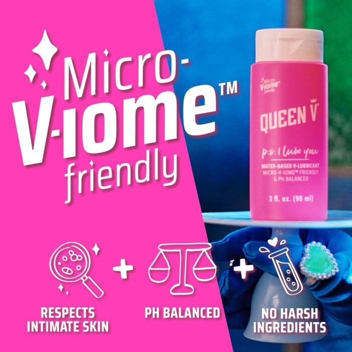 Queen V P.S. I Lube You - Intimate Water-Based Lube, pH Friendly, Free from Parabens, Artificial Colors, Glycerin & Fragrances, 3 oz. Wetter is Better - Image 2