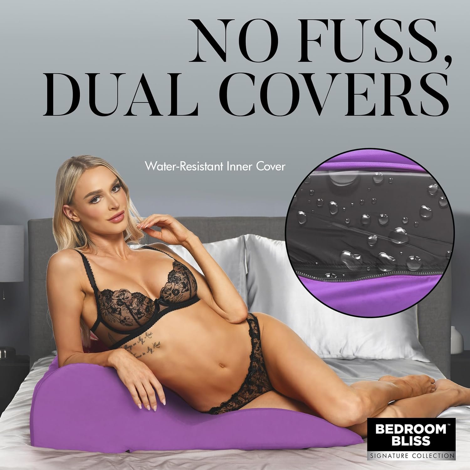 BEDROOM BLISS Contoured Love Cushion for Men, Women & Couples. Ergonomically Design with Curves for Sexual Positioning & Deep Penetration. High-Density Foam. Easy to Clean Covers. 1 Piece, Purple - Image 4