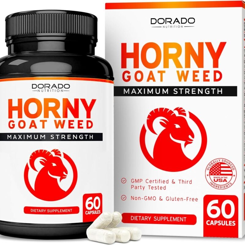 Horny Goat Weed For Men and Women - [Maximum Strength 1590mg] - Maca, Ginseng, L-Arginine, Tribulus - Premium Hornygoatweed - Icariin Epimedium - 3rd Party Tested - USA Made - 60 Count
