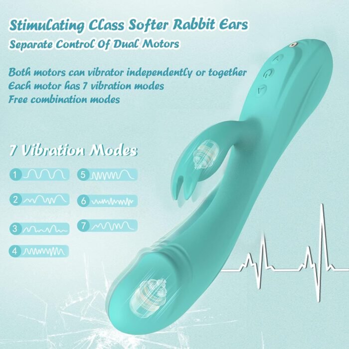 Rabbit Realistic G Spot Vibrator Sex Toys, 7 * 7 Vibrating Modes 8.4'' Couple Vibrators Anal Dildo Wand Adult Toys, Adult Sex Toys for Women and Couples Pleasure (Light Green) - Image 4