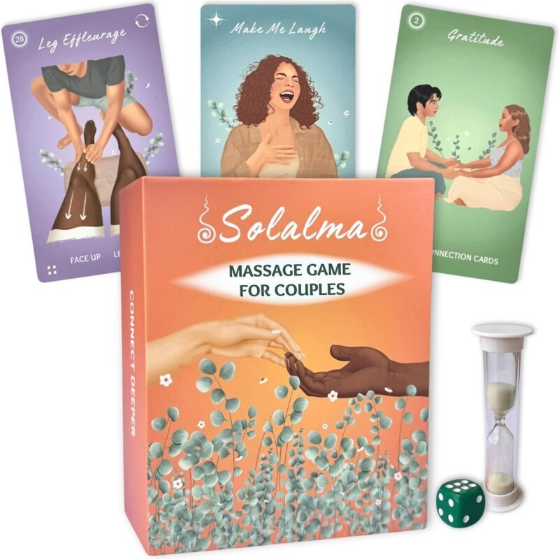 Couples Game with Massage & Fun Surprise Cards | Intimacy Card Game for Mindful Date Night Ideas to Reconnect with Spouse | Couples Massage at Home Kit | Anniversary & Wellness Gifts for Her