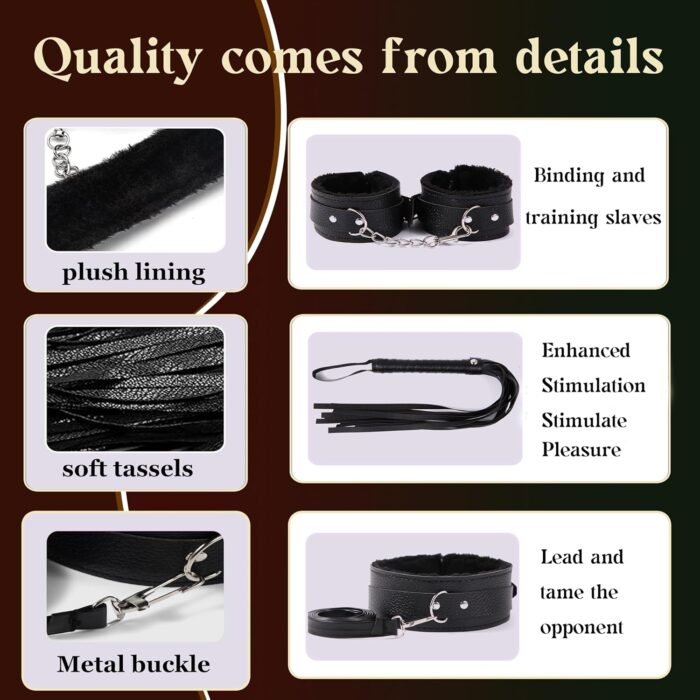 BDSM kit, Sex Bondage Gear & Accessories, 10PCS Sets Couples Sex Toys, bondaged kit Adult, Sex Restraints, Restraints Kit Sex Toys for Couples, Adjustable Bondage Set. - Image 5