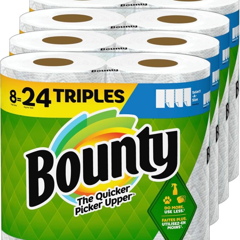 Bounty Select-A-Size Paper Towels, White, 8 Triple Rolls = 24 Regular Rolls