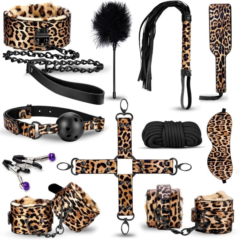 Sex Bondage Restraints BDSM Kit,Upgrade 11PCS Bondage Sets with Adjustable Handcuffs Collar Ankle Cuff Blindfold Feather,Sex Things for Couples Kinky,BDSM Toys for Couples Adult Pleasure