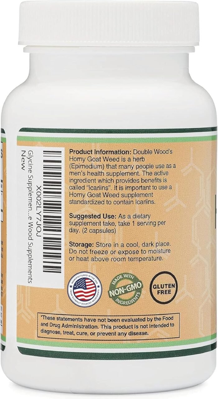 Horny Goat Weed for Men and Women - No Fillers (Max Strength Epimedium Std. to 20% Icariins) 1,000mg per Serving, 90 Capsules (Male Enhancing Supplement) by Double Wood - Image 3