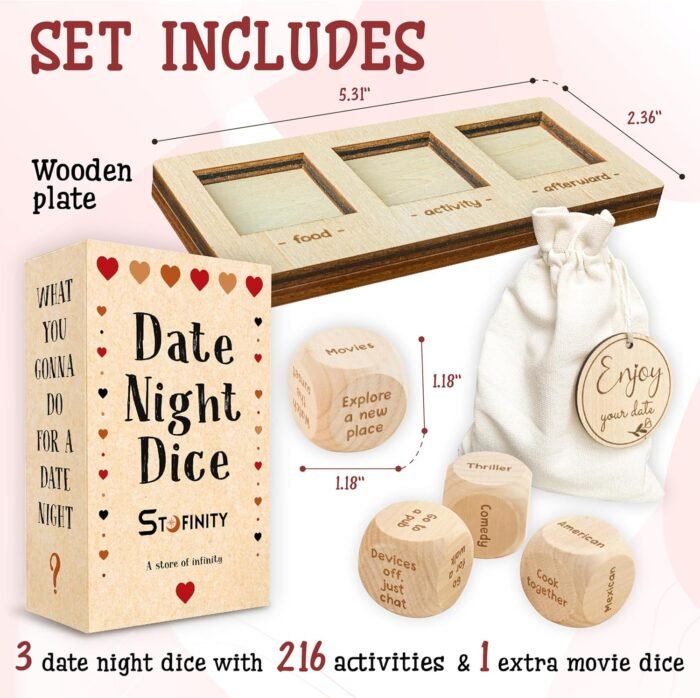 Date Night Dice Game for Adults - Food Decider Dice Games for Date Night Gifts Ideas, Christmas Couple Gifts for Him and Her, Dinner Decision Dice Funny Valentines Day Gifts for Boyfriend - Image 2