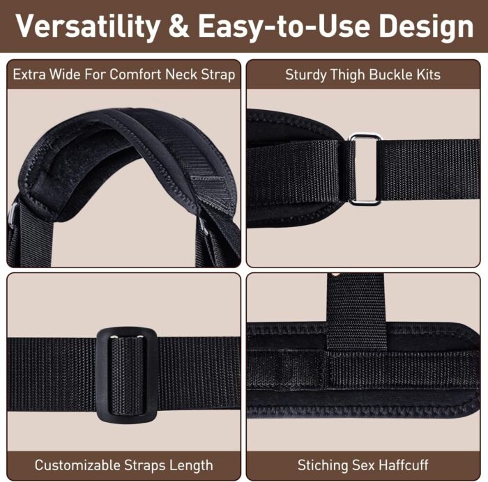 Sex Toys BDSM Bondage Restraints - Adult Toys Sex Straps Neck to Wrist Thigh Sex Sling & Ankle Kits with Adjustable, Kinky Bed Restraints Set for SM Games, BDSM Toys for Couples Sex Pleasure - Image 4