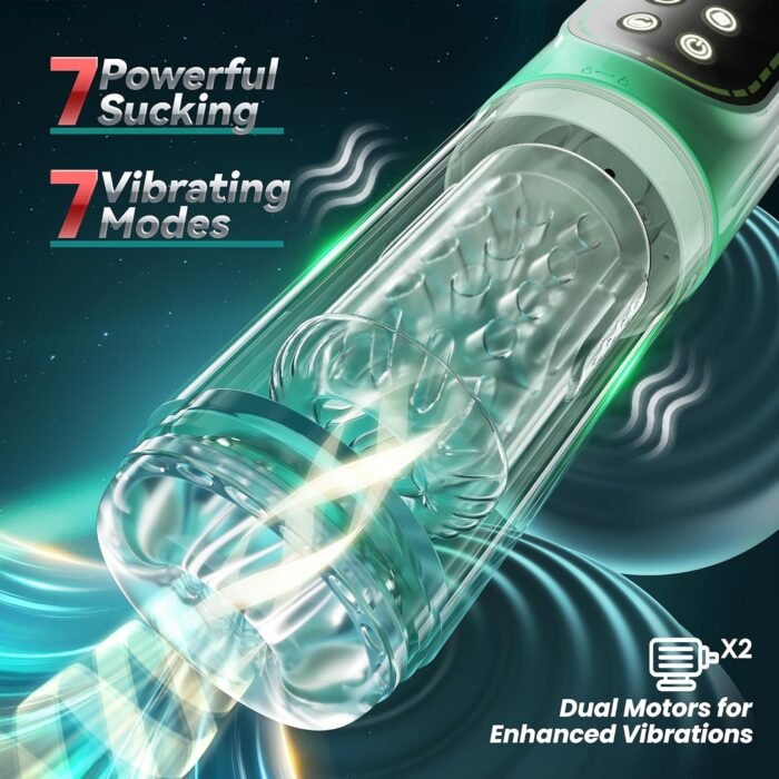 Automatic Male Masturbator Penis Pump, Male Sex Toys for Men Sex Toy Adult Toys Pocket Pussy Male Stroker Male Masturbators with 3 Pump & 7 Thrusting Rotating Vibrating Sucking Sex Machines & Devices - Image 2