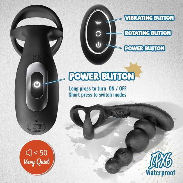 Sex Toys for Men, Anal Vibrator Prostate Massager with Cock Ring, Male Sex Toys with 3 Rotating & 10 Vibrating Modes, Anal Sex Toys Anal Beads for Adult Couples with Remote - Image 7