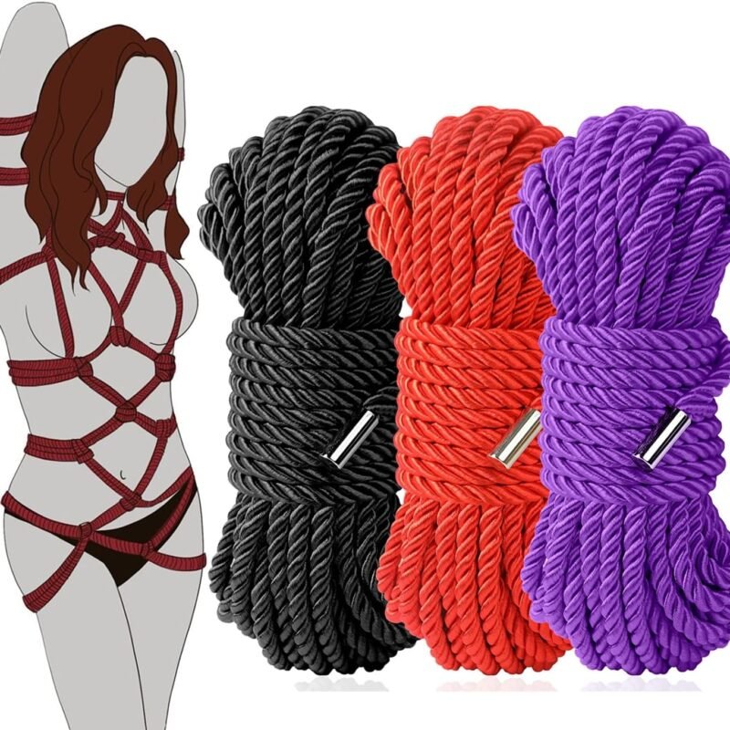 BDSM Bondage Shibari Sex Rope - BDSM Beginner Set Kit Adult Fetish Bondage Restraints Set Sex Toys for Women, Men & Couples, 32 Feet 8MM (3 Cloors)