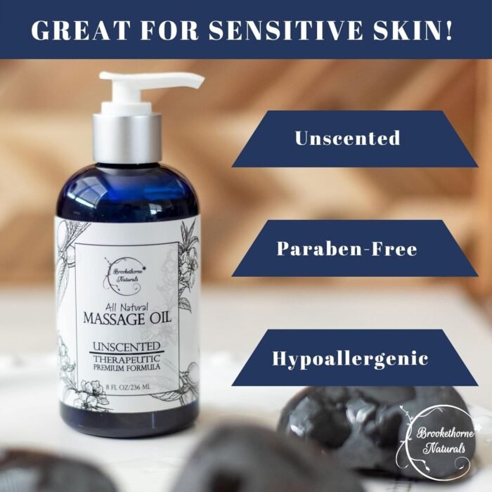 Unscented Massage Oil for Massage Therapy – 100% Natural Body Oil with Sweet Almond, Grapeseed & Jojoba for Premium Glide – Pure Carrier Blend for Aromatherapy – Brookethorne Naturals - Image 2