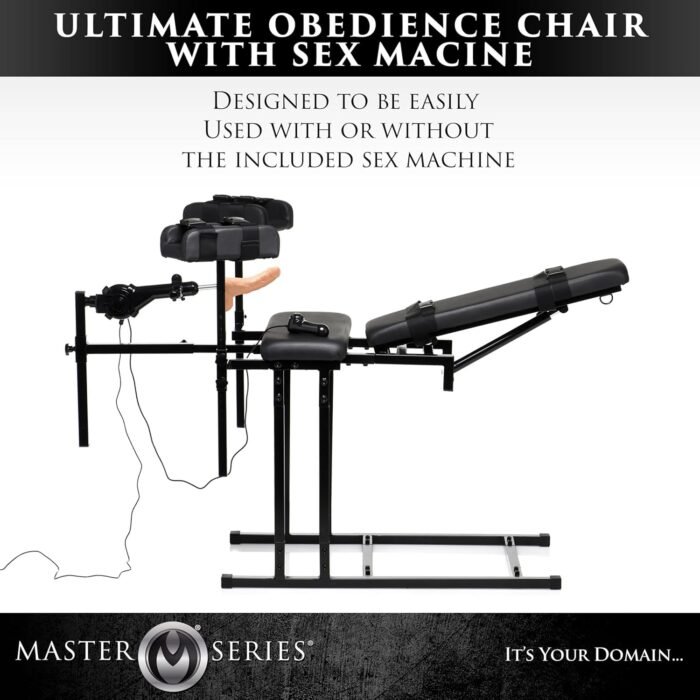 MASTER SERIES Ultimate Fully Adjustable Obedience Chair with Sex Machine Included for Men Women & Couples, Durable Frame D-Rings & Quick Release Straps, 4 Piece Set - Black - Image 3