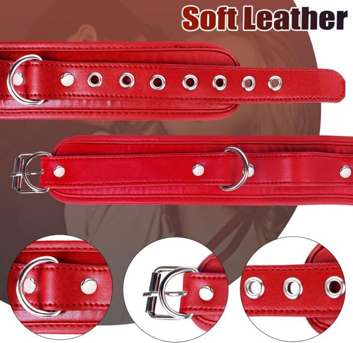 BDSM Anal Hook Sex Bondage Restraint Set with Leather Chain Leash Collar,Stainless Steel Anal Trainer Ball Adult Sex Toys for Men,Adjustable Harness Restraints Kit for SM Couple Role Play Fetish Toy - Image 4