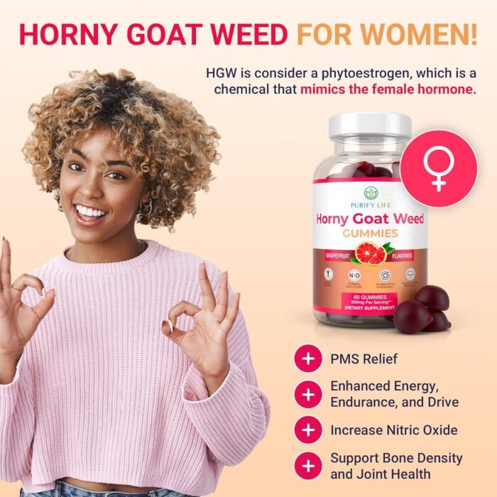Potent Horny Goat Weed for Men and Women (Max Potency Chews 800mg), Horny Goat Weed Extract Gummies for Energy Management, Performance and Stamina - Vegan, Gluten-Free, Natural Grapefruit Flavor - Image 7