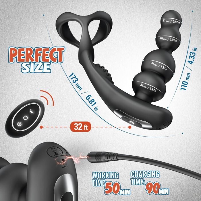 Sex Toys for Men, Anal Vibrator Prostate Massager with Cock Ring, Male Sex Toys with 3 Rotating & 10 Vibrating Modes, Anal Sex Toys Anal Beads for Adult Couples with Remote - Image 6