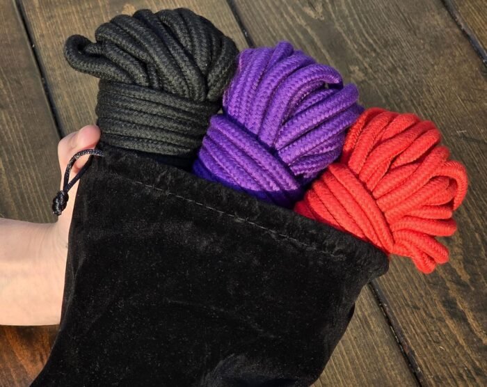 Soft Shibari Bondage Rope, Skin Friendly Thick Soft Cotton BDSM Rope | Black Red 3 x PC 96 Feet - Image 3
