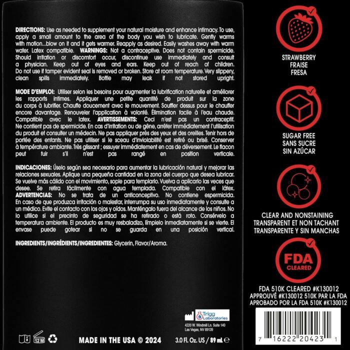 Wet Fun Flavors Sexy Strawberry 4 in 1 Warming Flavored Tasty Lube 3 FL Oz, Premium Personal Lubricant, Men, Women & Couples, Foreplay & Massage, Paraben Free, Gluten Free, Stain Free, Sugar Free - Image 2