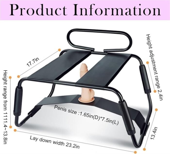 Sex Toys Sex Chair Adjustable Height Sex Bench Bouncing Mount Sex Stool Position Bouncer Chair with Handrail and Dildo Stainless Portable Elastic Chairs BDSM Sex Novelty Toy for Adult Game (Black) for - Image 2