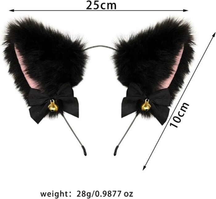 Cute Fox Tail Anal Butt Plug with Faux Silver Fox Tail Butt Plugs with Cat Ears Headband Anal Sex Toys Couples Lover Flirting Libido Stimulation Toys (Color : 4pcs-Black) - Image 6