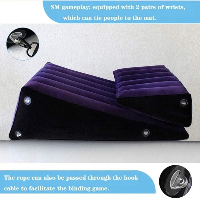 with Inflatable & Portable, Energy-Saving Sex Bed Inflatable Pillow Chair Sofa, Multipurpose Inflatable Sex Lumbar Pillow, Bondage Sex Furniture with Handcuffs Ankle Cuffs and Pump, Sex Lumbar Pillow - Image 3