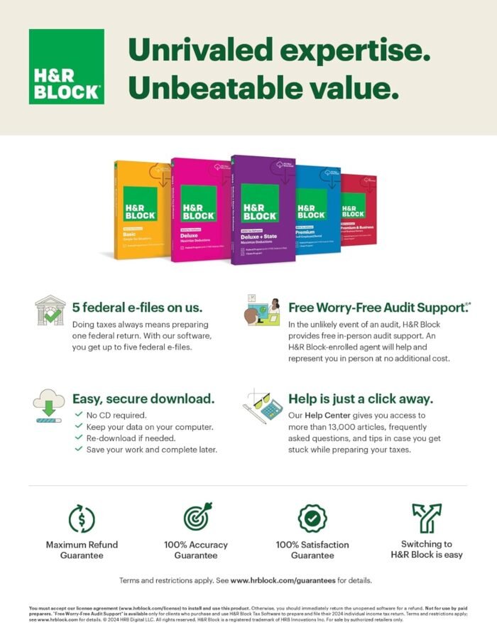 H&R Block Tax Software Deluxe 2024 Win/Mac with Refund Bonus Offer (Amazon Exclusive) [PC/Mac Online Code] - Image 4