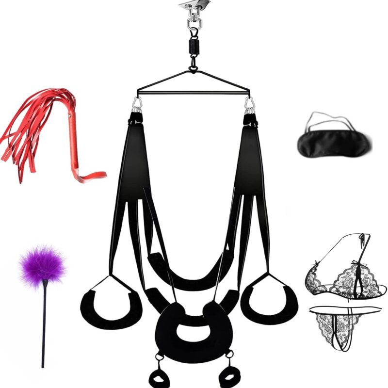 Door Sex Swing with Seat - New Leather Cushion Thick Fluff,with Adjustable Straps,Sex Door Love Slings Bondage Restraints for Adult Sex Toys for Women Men Couples(Upgrade Version) Sweater T6R