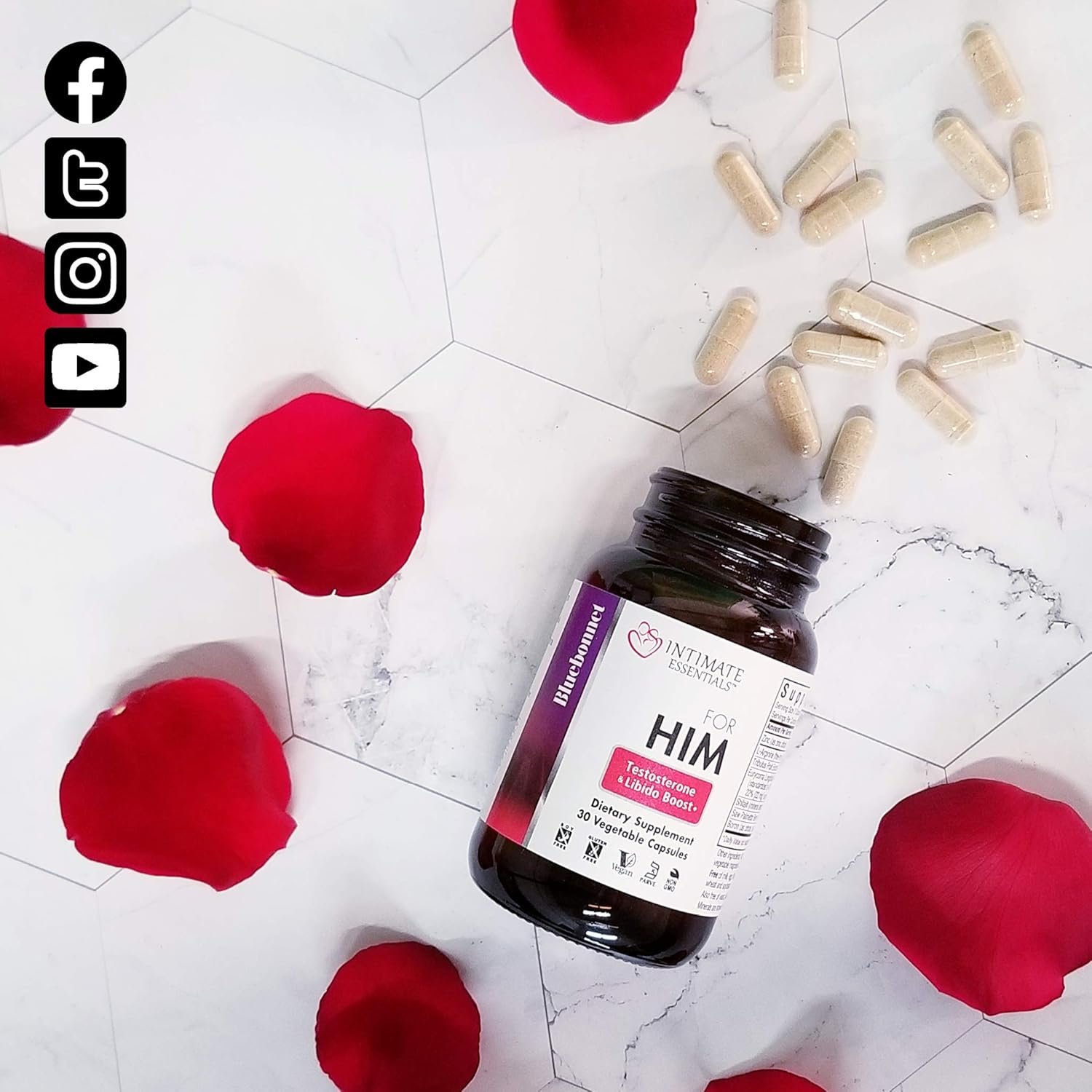 Bluebonnet Nutrition Intimate Essentials for Him, Testosterone & Libido Boost*, on-GMO, Vegan, Kosher Certified, Gluten-Free, Soy-Free, Milk-Free, 60 Vegetable Capsules, 30 Servings - Image 7