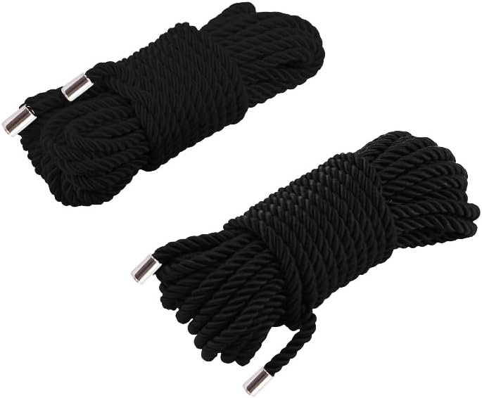 2 Pack 32 Feet Shibari Bondage Rope Restraint for Sex - BDSM Kit Adult Bondage Restraints Set Sex Toys for Women and Couples - Fetish Things for Men - Soft Adult Rope (Black)