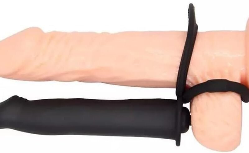 Vibrating Cock Ring with 10 Vibration Mode, Strap On Penis Ring Erection Enhancing Strap-On Dildo Butt Plug Vibrator Couples Double Penetration SM Sex Toys for Men, Adult Male Anal Sex Toy