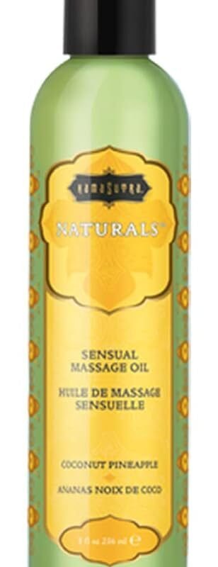 KAMA SUTRA Naturals Massage Oil Coconut Pineapple – 8 fl oz - Sore Muscle Massage Oil for Body - Natural Therapy Oil - Warming, Relaxing, Joint & Muscles - Sensual Massage for Couples, Women, and Men.
