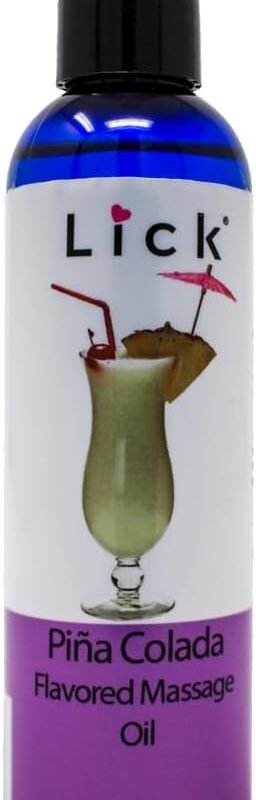 Lick Pina Colada Escape Edible Massage Oil – Tropical, Body Safe, Non-Greasy, Couples, 4 oz