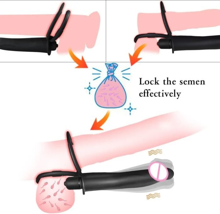 Vibrating Cock Ring with 10 Vibration Mode, Strap On Penis Ring Erection Enhancing Strap-On Dildo Butt Plug Vibrator Couples Double Penetration SM Sex Toys for Men, Adult Male Anal Sex Toy - Image 5
