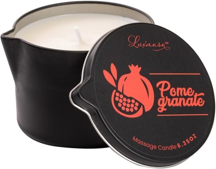 Pure Natural Soybean Scented Massage Candles for Couples-Low Temp Relaxing Candles Aromatherapy - Body Lotion Candles for Massage 6.35 OZ (Pomegranate Scent)