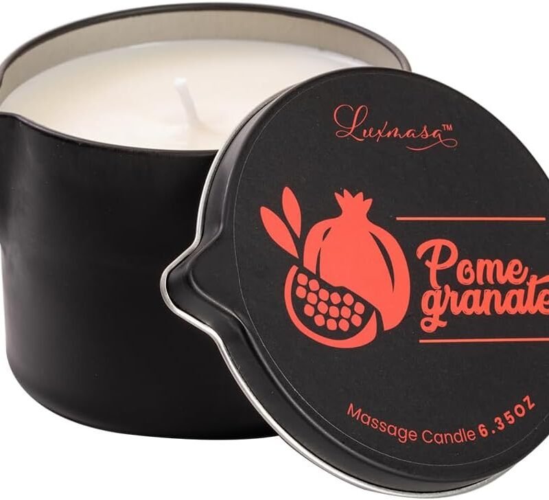 Pure Natural Soybean Scented Massage Candles for Couples-Low Temp Relaxing Candles Aromatherapy - Body Lotion Candles for Massage 6.35 OZ (Pomegranate Scent)